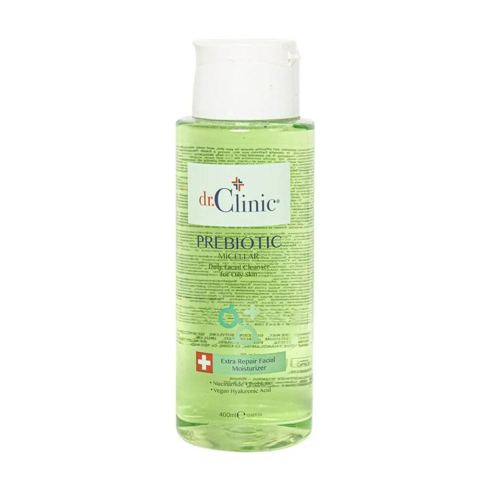 Пребіотична міцелярна вода для обличчя Dr.Clinic Prebiotic Micellar для жирної шкіри, з гіалуроновою кислотою та колагеном, 400 мл